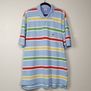 Brooks Brothers Striped Original Fit Preppy Performance Polo Shirt Size XL